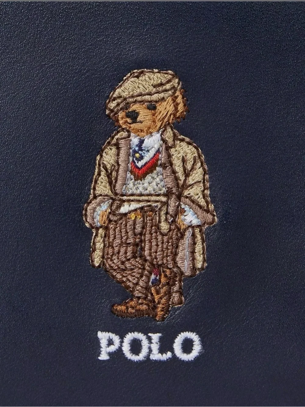 Polo by Ralph Lauren Navy Leather Wallet with Embroidered Bear